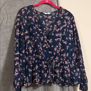 Navy Floral Women's Blouse